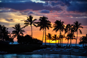 Sunset over Aulani Beach