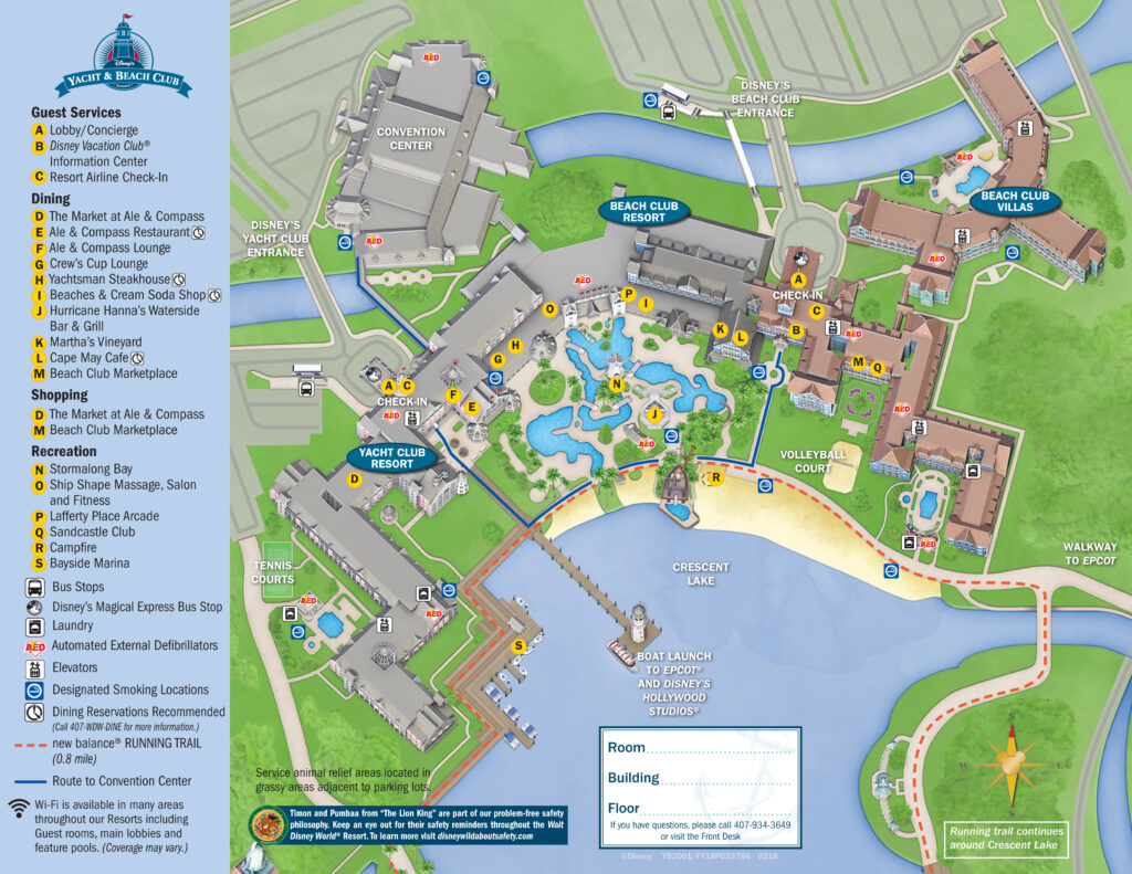 map of beach and yacht club disney