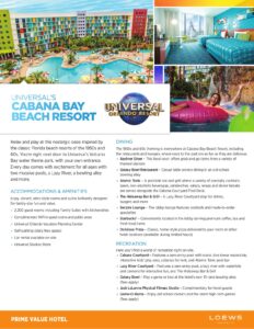 Cabana Bay Fact Sheet