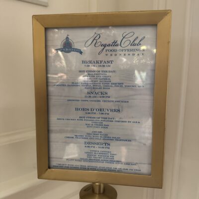 Food Offerings in the Yacht Club Regatta Lounge