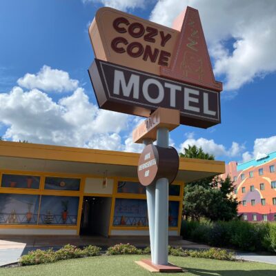 Cozy Cone Motel Sign in Cars Section at Disney's Art of Animation Resort
