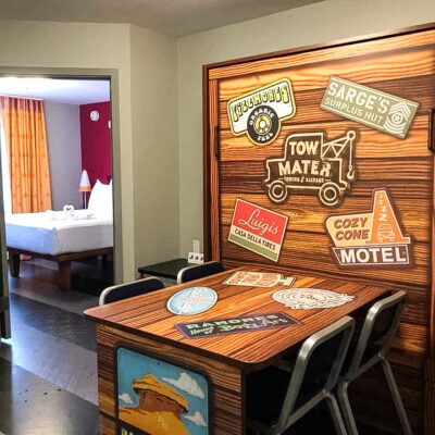 Dining Table Convertible Bed at Cars Family Suite at Disney's Art of Animation Resort