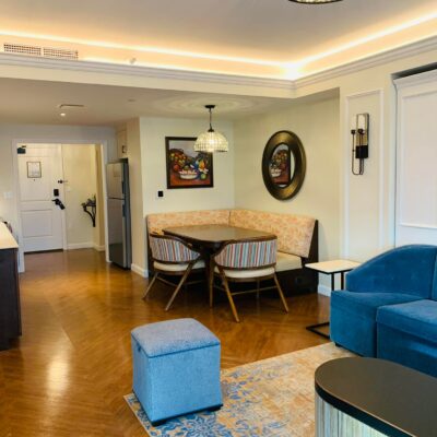 Living and Dining Area in a One-Bedroom Villa at Disney's Riviera Resort