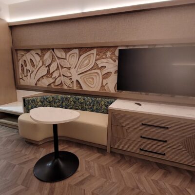 Deluxe Studio Seating Area and TV in the Island Tower at Disney's Polynesian Village Resort