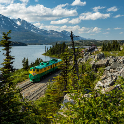 Historic Train in the City of Skagway in Alaska, 27. June 2019